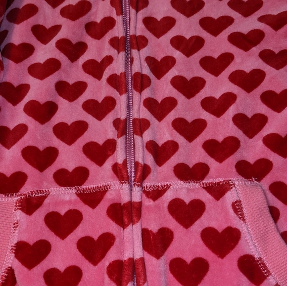 GapKids Vintage Y2K Heart Zip Up Hoodie Velour Girls XXL 14-16 Pink Red Full Zip - Picture 11 of 11